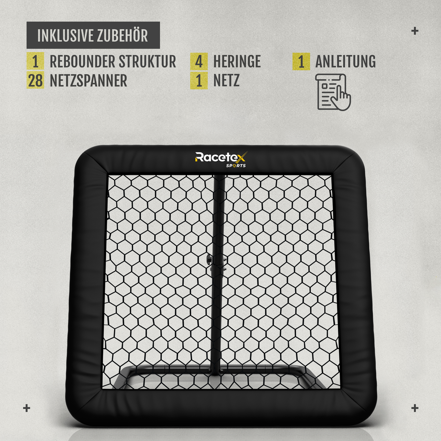 Racetex Rebounder für Fußball 100x100 cm [MIT COVER] - Fussball Rebounder mit robuster Konstruktion - Stufenlos Verstellbar - Rebounder für optimales Schuss-, Pass- und Annahme-Training