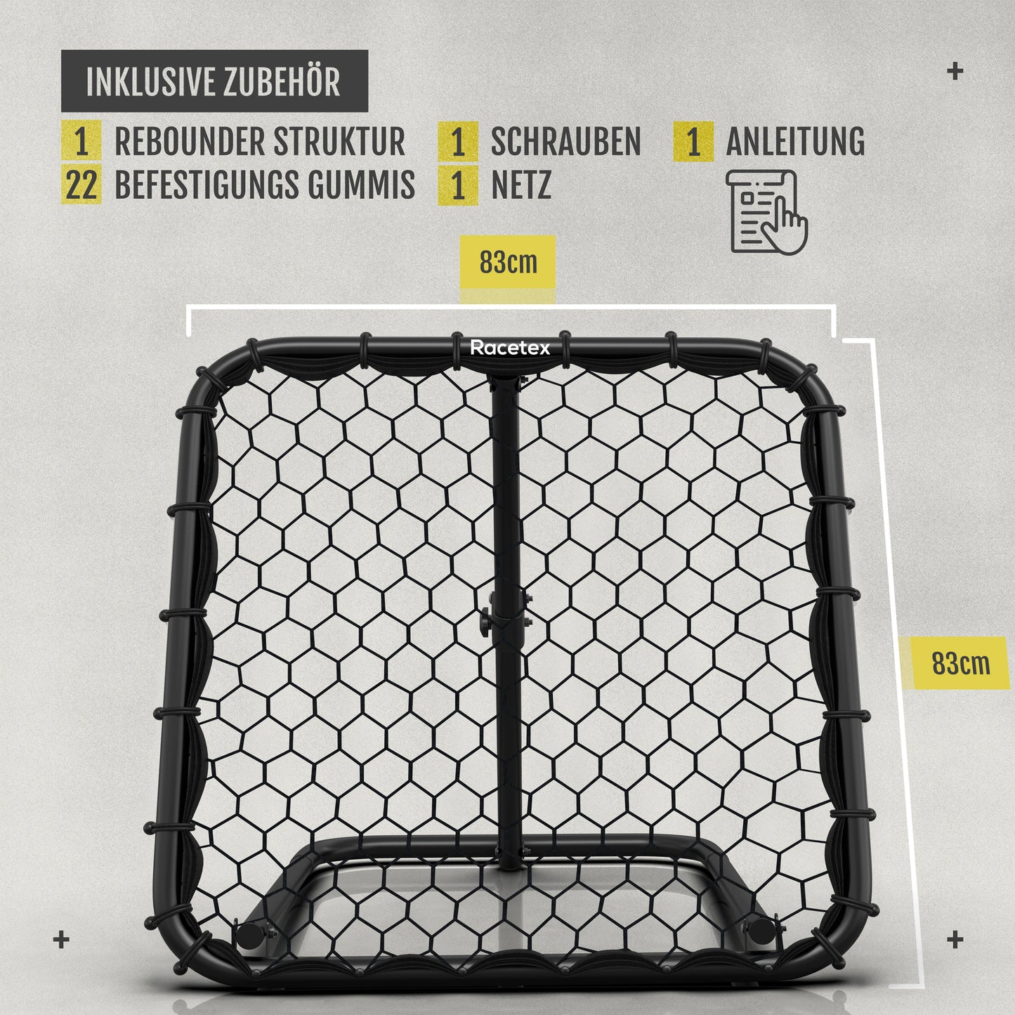 Racetex Rebounder für Fußball Kinder [STUFENLOS VERSTELLBAR] - Fußball Rebounder Kinder und Jugendliche - Prellwand für ein besseres und abwechslungsreiches Training