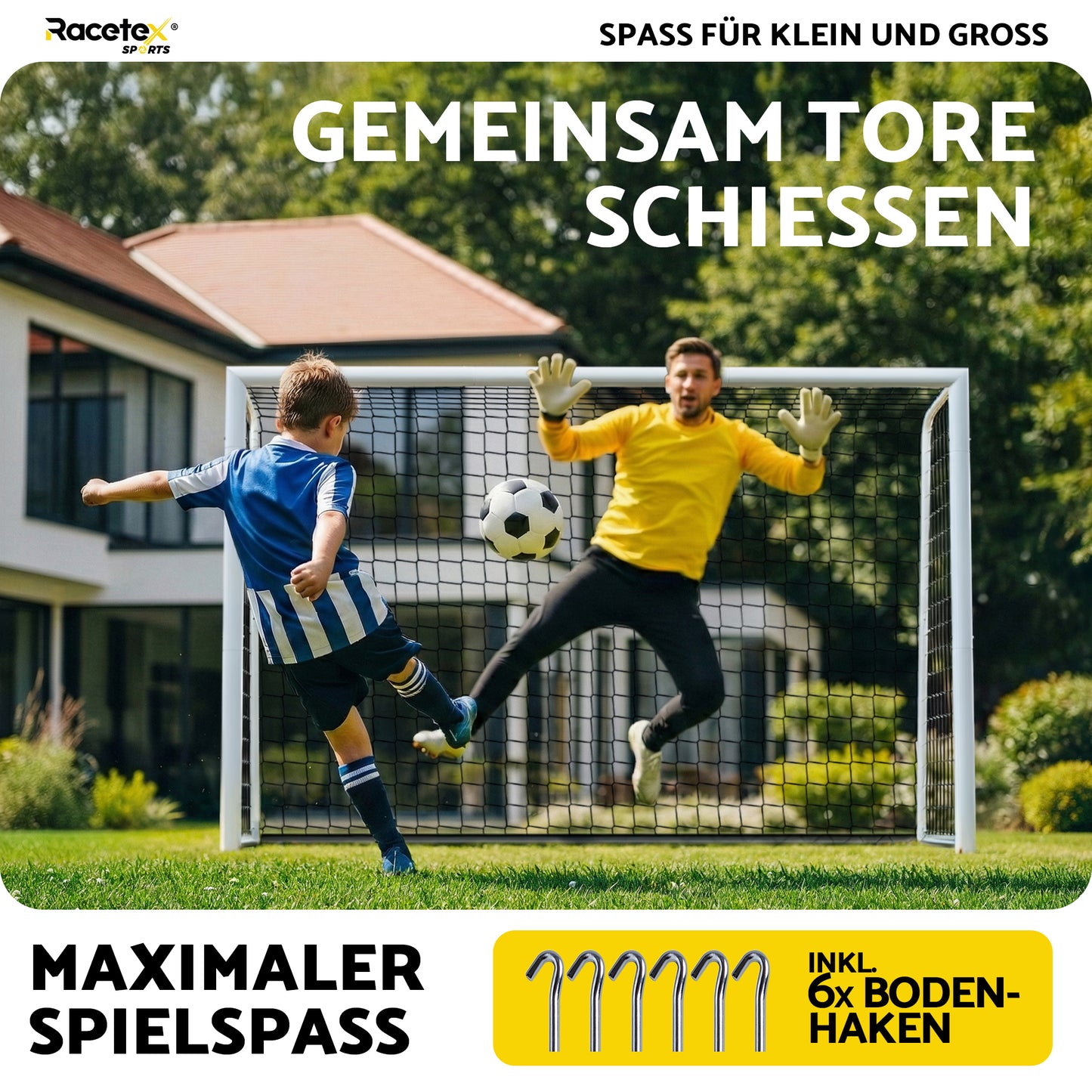 Fussballtor für Garten Kinder und Erwachsene [ENORM ROBUST]