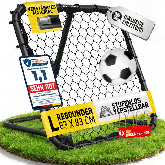 Racetex Rebounder für Fußball Kinder [STUFENLOS VERSTELLBAR] - Fußball Rebounder Kinder und Jugendliche - Prellwand für ein besseres und abwechslungsreiches Training