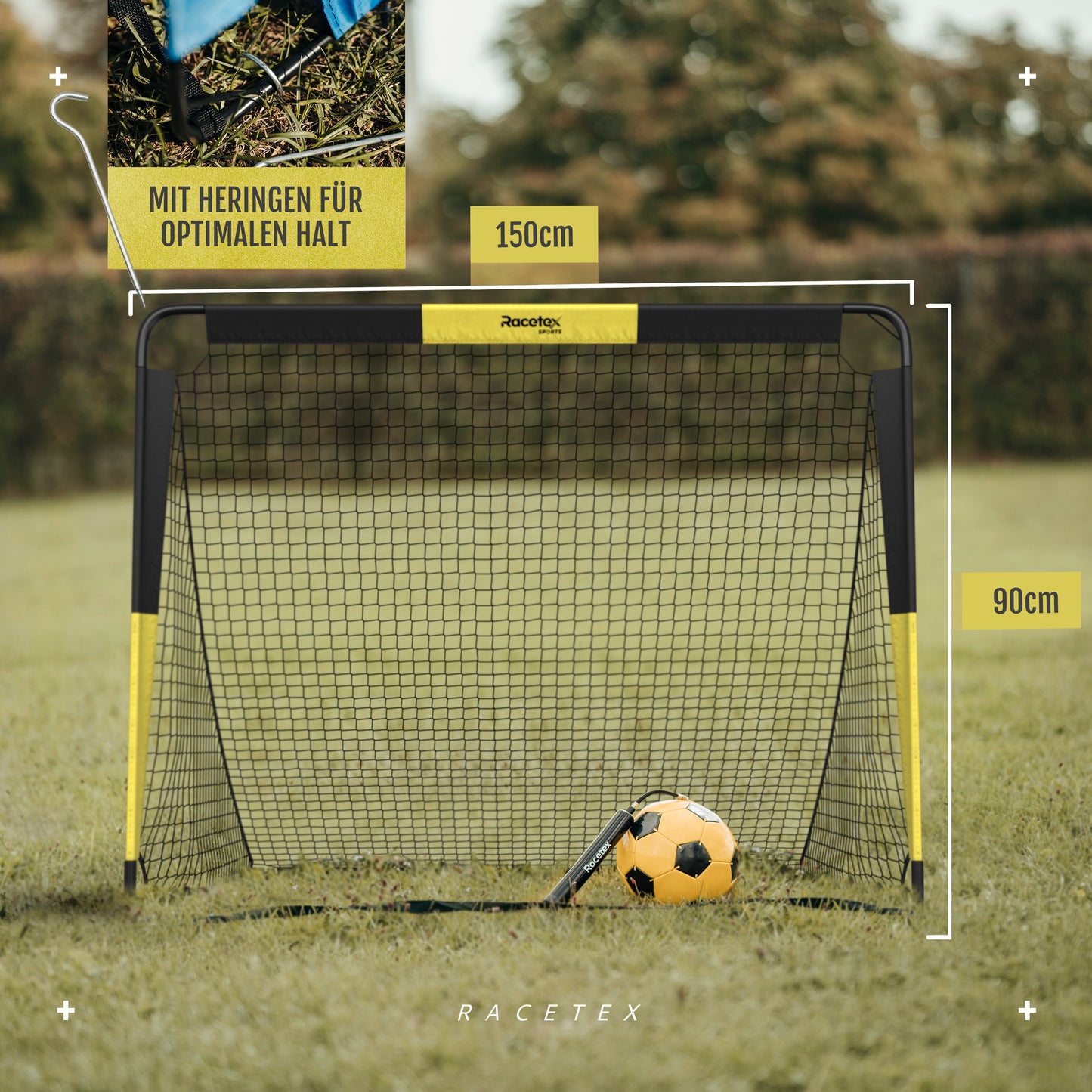 Racetex 2-in-1 Fußballtor Kinder mit Torwand – Fussballtore für Garten Kinder, robust & stabil Dank Glasfaserstangen – schnell aufbaubar, leicht & mobil, perfekt für jedes Torschusstraining
