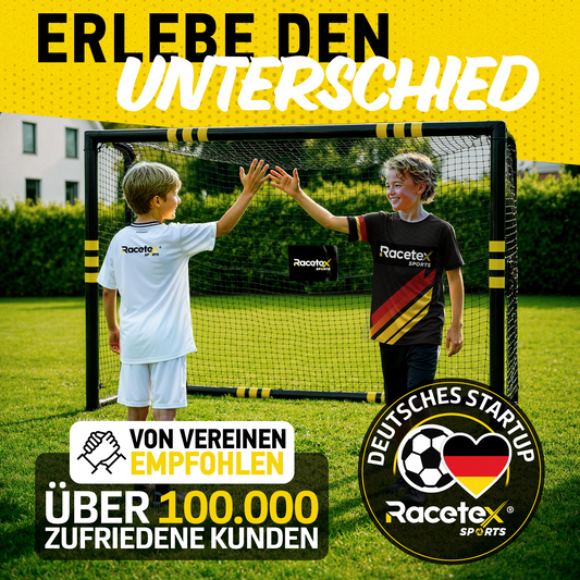 Racetex Fussballtore für Garten Kinder und Erwachsene mit [Anti-Rost Beschichtung] - Fußballtor Kinder inkl. Erdanker für optimalen Halt - Fußball Tor mit rundum Polsterung