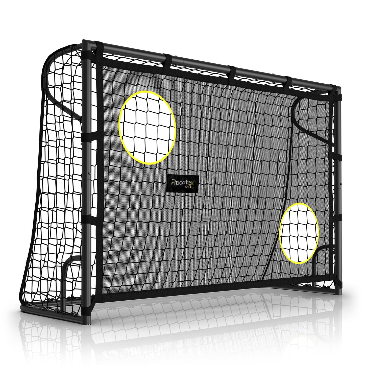 Racetex Fussballtore für Garten Kinder [MIT TORWAND] – Robustes Fußballtor Kinder und Erwachsene mit Stahlrahmen Front und wetterfestem Fußballnetz – Das Fußball Tor für den Garten