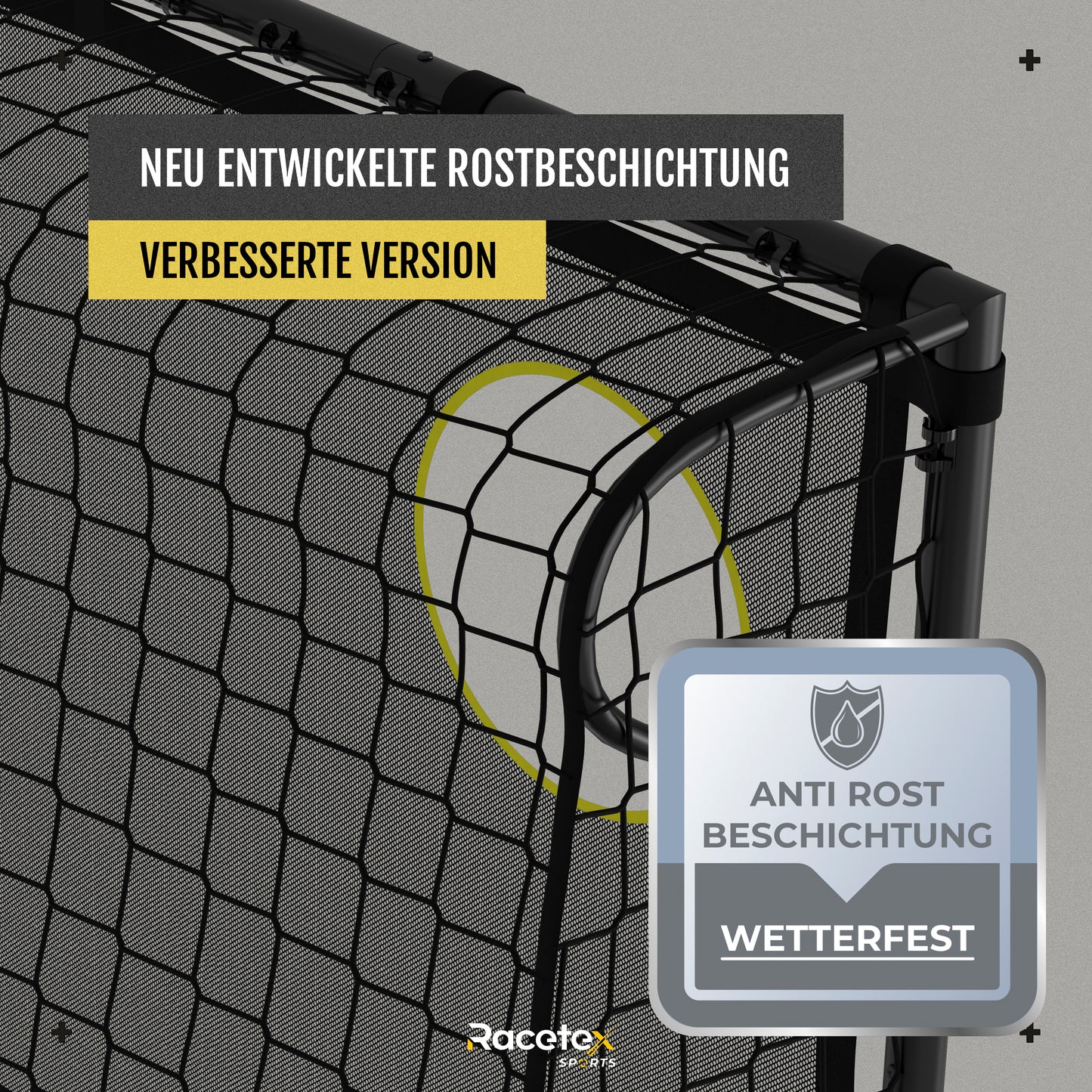 Racetex Fussballtore für Garten Kinder [MIT TORWAND] – Robustes Fußballtor Kinder und Erwachsene mit Stahlrahmen Front und wetterfestem Fußballnetz – Das Fußball Tor für den Garten