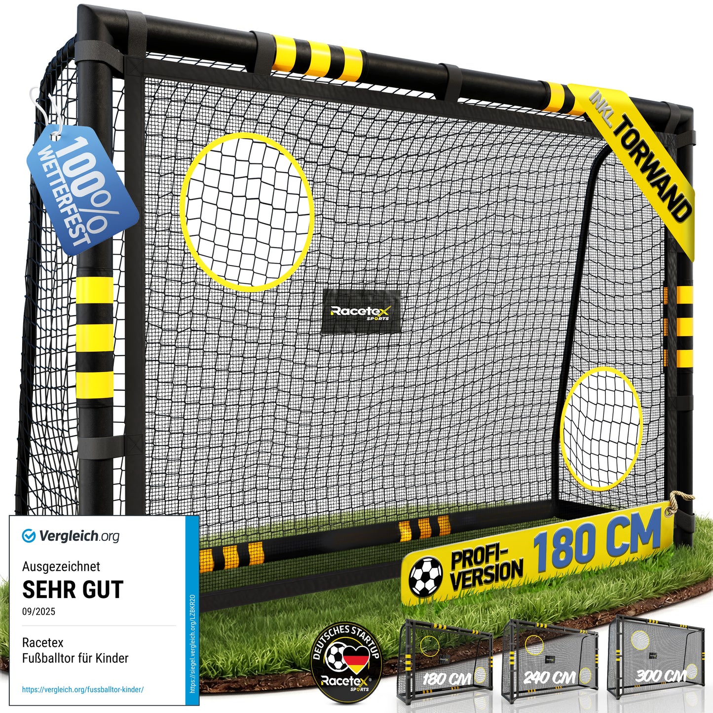 Racetex Fussballtore für Garten Kinder und Erwachsene mit [Anti-Rost Beschichtung] - Fußballtor Kinder inkl. Erdanker für optimalen Halt - Fußball Tor mit rundum Polsterung