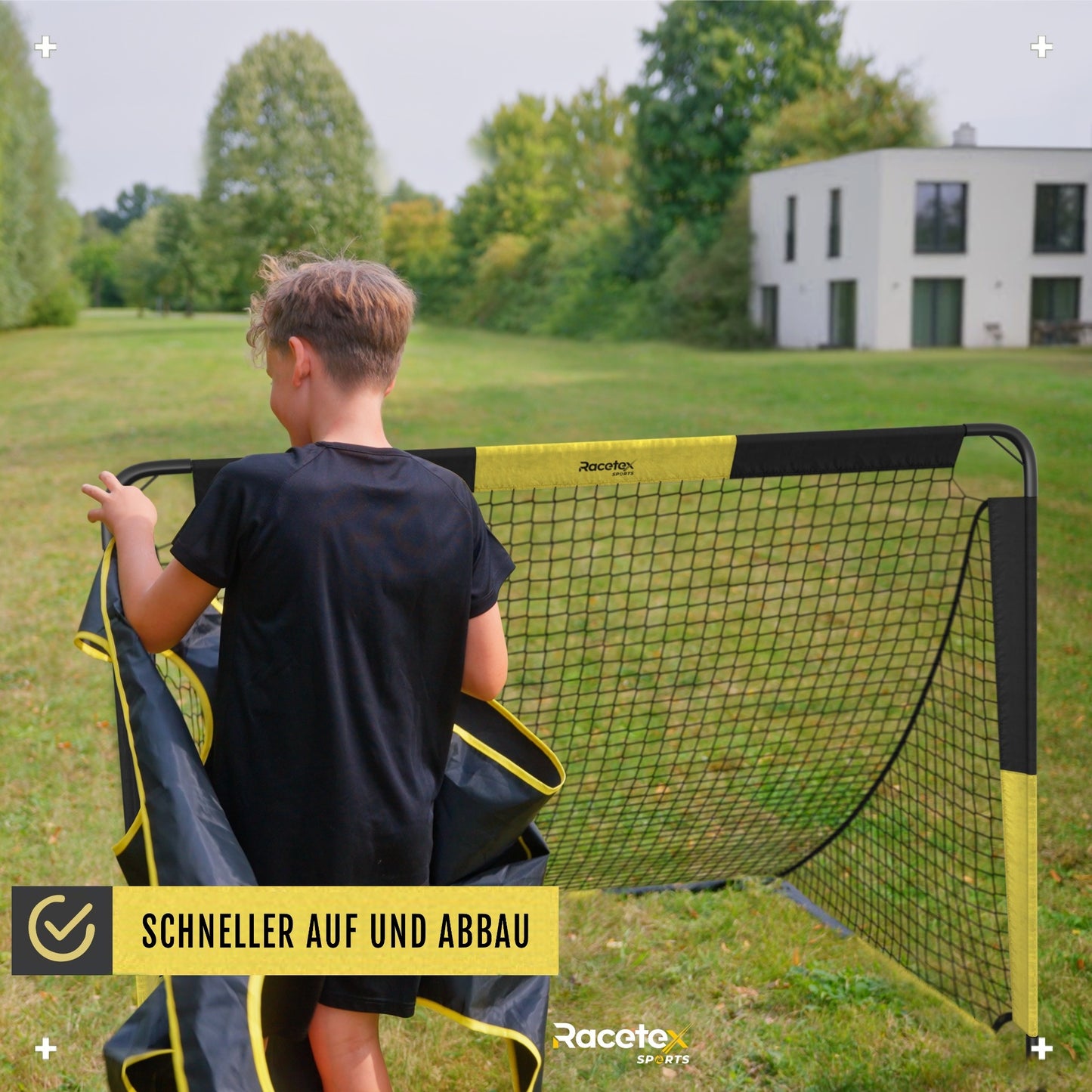 Racetex 2-in-1 Fußballtor Kinder mit Torwand – Fussballtore für Garten Kinder, robust & stabil Dank Glasfaserstangen – schnell aufbaubar, leicht & mobil, perfekt für jedes Torschusstraining